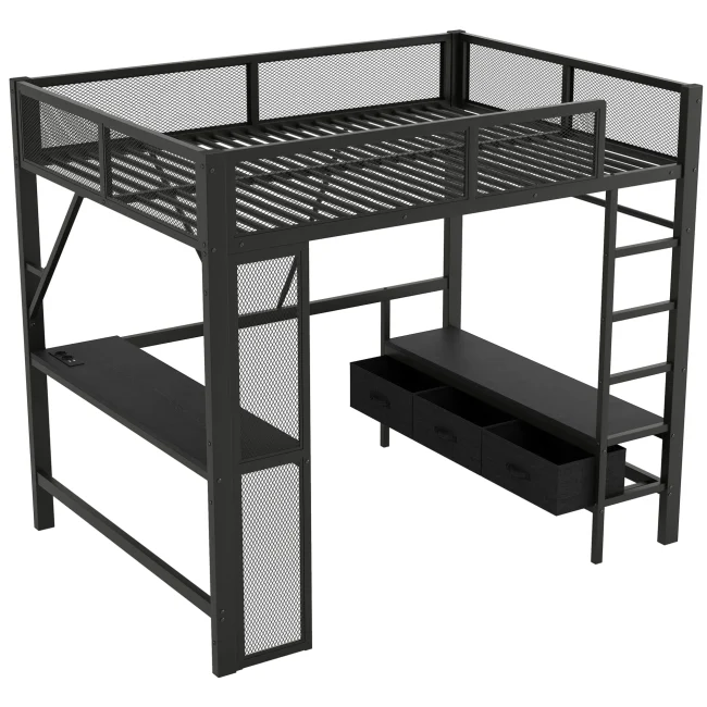StayPlay Runaway Bed 140x200cm – Zwart met 3 laden