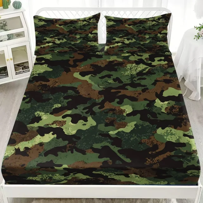 Camouflage Print Home Textile hoeslaken met diepe zakken 30 cm, microvezel zachte hoeslakensets voor kinderen meisjes slaapkamer decor