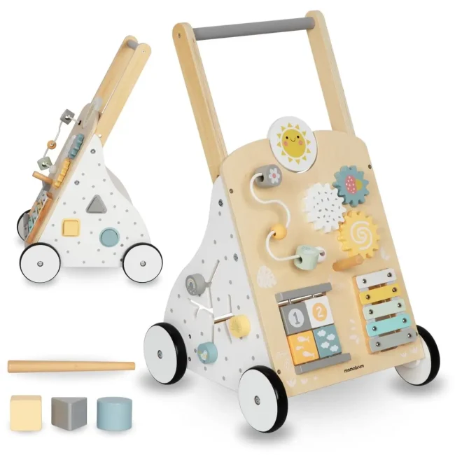 Mamabrum Houten Babytrapper 8in 1 Duwer voor Kinderen Manipulatie Montessori Zintuiglijk Speelgoed 18m+